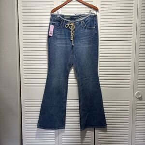 wild fable Blue Flare Jeans with Drawstring Waist